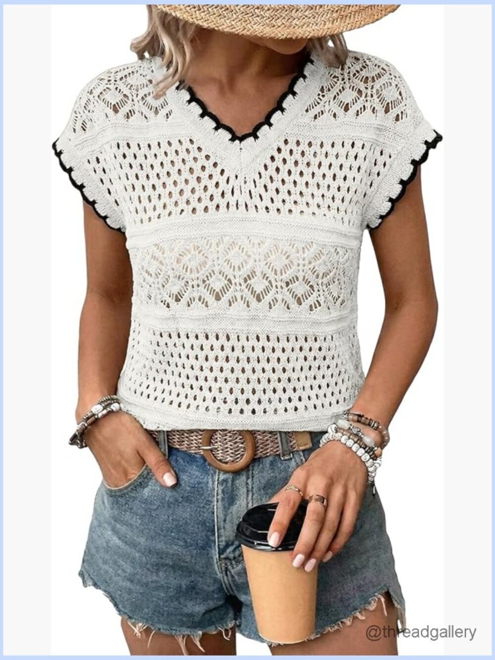 Crochet Sweater Vest Sleeveless Hollow Out Beach Cover Up